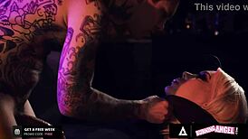 Burning Angel - Busty Trans Takes Hard Mouth and Ass Fucking with Cum Mouthful