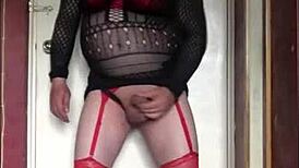 Bisexual Crossdresser Licks His Cumshot Off His Hand