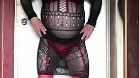 Bisexual Crossdresser Licks His Cumshot Off His Hand