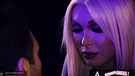 Burning Angel - Busty Trans Takes Hard Mouth and Ass Fucking with Cum Mouthful