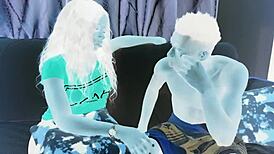 Step sister surprises boyfriend with doggystyle in the dark on Valentine's