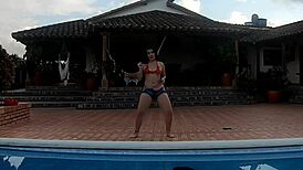 this sexy latina pornstar dances horny and squirts during outdoor sex