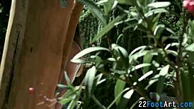 fetish babe gently tugs on the cock with feet and hands