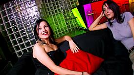 Hard doggy fuck with the little brunette, sucking and cum in mouth