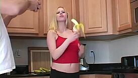 I can't believe Melody goes topless eating a banana!
