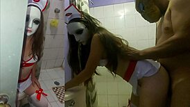 My Friend's Dad Takes Advantage Of Me In The Bathroom On Halloween Night!