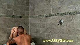 two hairy guys intensely sucking massive cocks in wild anal session