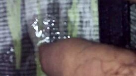 relieving in underwear with blue soap on member