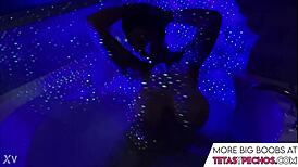 I can't stop staring at those blue big tits in the bath tub as she soaks and plays with them