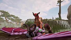 Redhead Elf Rides Illidan in Warcraft Parody