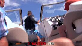 Feeling wild with group banging on speed boat