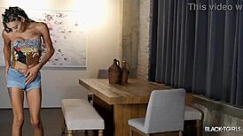 Shardaysha teases with big ebony tits before a sticky solo finish.