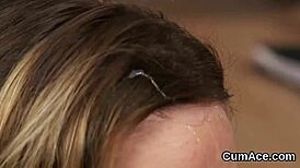 Spicy Model Enjoys Jizz Blast on Her Face While Sucking Every Drop