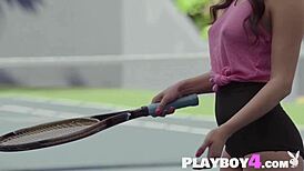 sexy noemi moon posing naked on tennis court