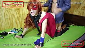 Mi amo pounds me hard in wild BDSM session, cums on my face!