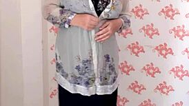 Mariaold Milf With Natural Big Tits Teasing In Black Stockings And High Heels Shoes