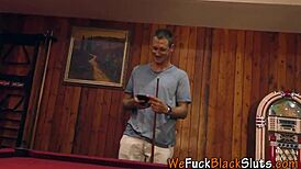 Ebony Babe Swallows Cum in Group Hardcore Scene