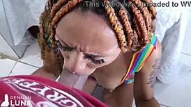 Brazilian ebony teen prostitute moans loudly with big cock.