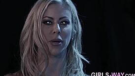 High definition video of lesbians scissoring in a three some group with blondes and babes