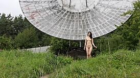 Public nude photography session near old space radar