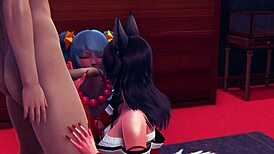 ahri and sona blowjob pov