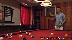 Ebony Babe Swallows Cum in Group Hardcore Scene