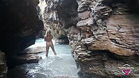 Why does Nippleringlover flaunt pierced pussy at nude beach?