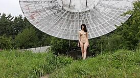 Public nude photography session near old space radar