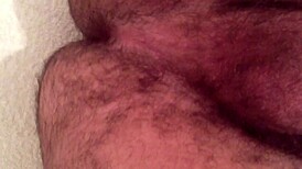 Gay jerking off greasy dick in raw style
