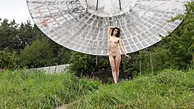 Public nude photography session near old space radar