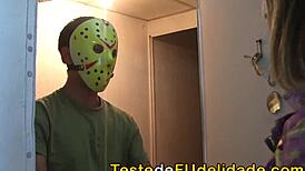 Wild Halloween Party: Crossdressing Teen Gets Anal While Boyfriend Watches TV