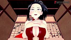 Momo Yaoyorozu Delivers Intense POV Blowjob and Titjob