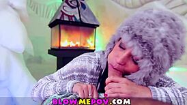 sloppy blowjob in the snow, sucking that cock hard from pov