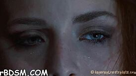 Shameless redhead in bra masturbates hard with blowjob fetish