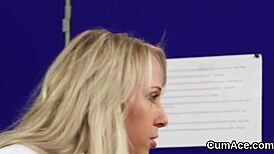 Model endures intense cumshot facial swallowing every drop