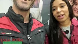 I met an exotic couple at the market, talked about swinging, and we had a hot threesome while my cuckold filmed.