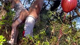 Hey imagine getting a creampie in your ass during halloween outdoor public anal fun