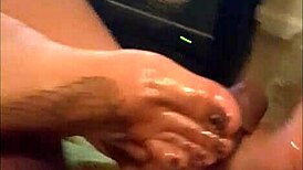 Juicy asian toes tease big black cock