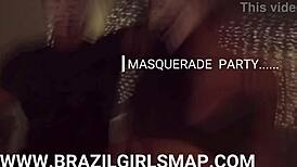 The tourist meets sexy masked women Larissa Leite at the masquerade party