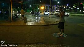 Teddy teases with big cock oral.