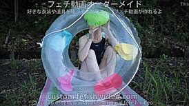 A Woman Inflates A Float In Fetish Close-Up Detail