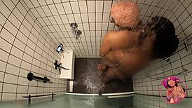 Ebony Anime Cosplayer In Shower Scene