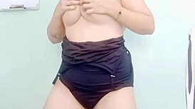 striptease with ripped clothes and shaved pussy?