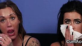 Nasty Bombshell Swallows Every Drop of Cum on Face