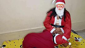 Hot Indian stepdaughter surprised stepdad on Christmas with fuck my pussy plea... Merry Xmas 2022 Santa porn!