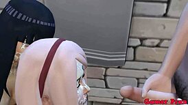 Hinata sakura trio assfucking anal on table