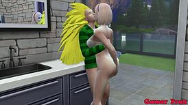 Hinata sakura trio assfucking anal on table