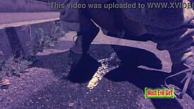 Girl Caught Pissing in Public Parking Lot at Night - Sex Tape