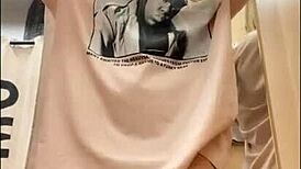 Try on haul in fitting room, curtain open, people watching me flash!