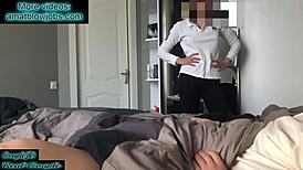 Stepsister catches me jerking with her panties and helps me cum